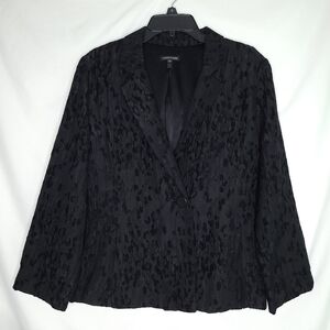 EILEEN FISHER Chenille/Silk Blend Water Lily Jaquard One Button Blazer LARGE